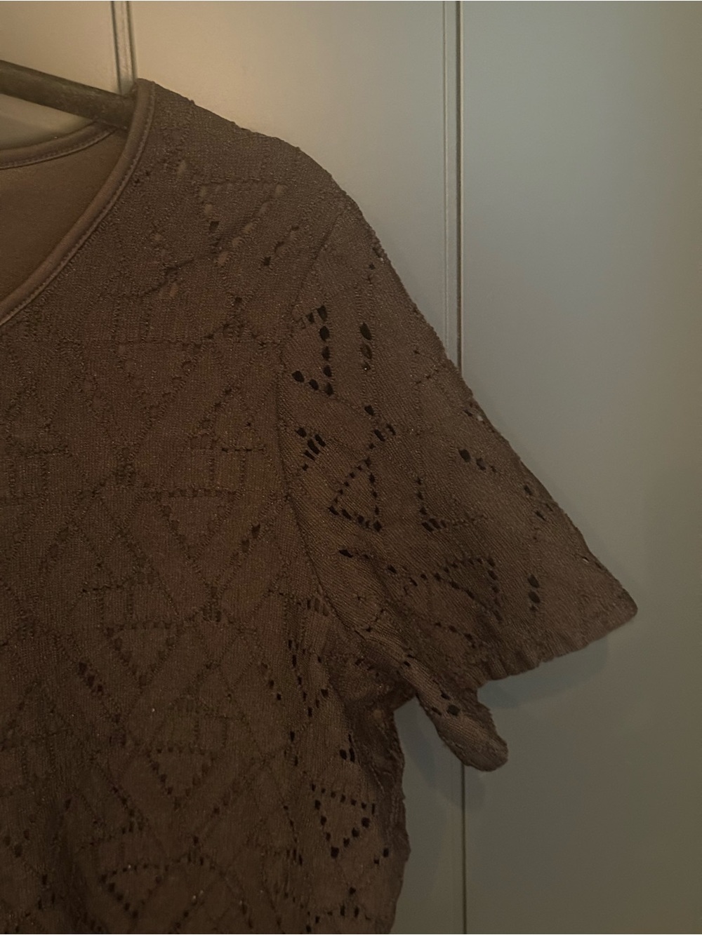 ▪️Marc New York Andrew Marc Black Women’s Geometric Lace Short-Sleeve Top Size L